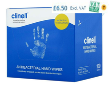 Load image into Gallery viewer, Clinell Antibacterial Hand Wipes (Pack of 100)