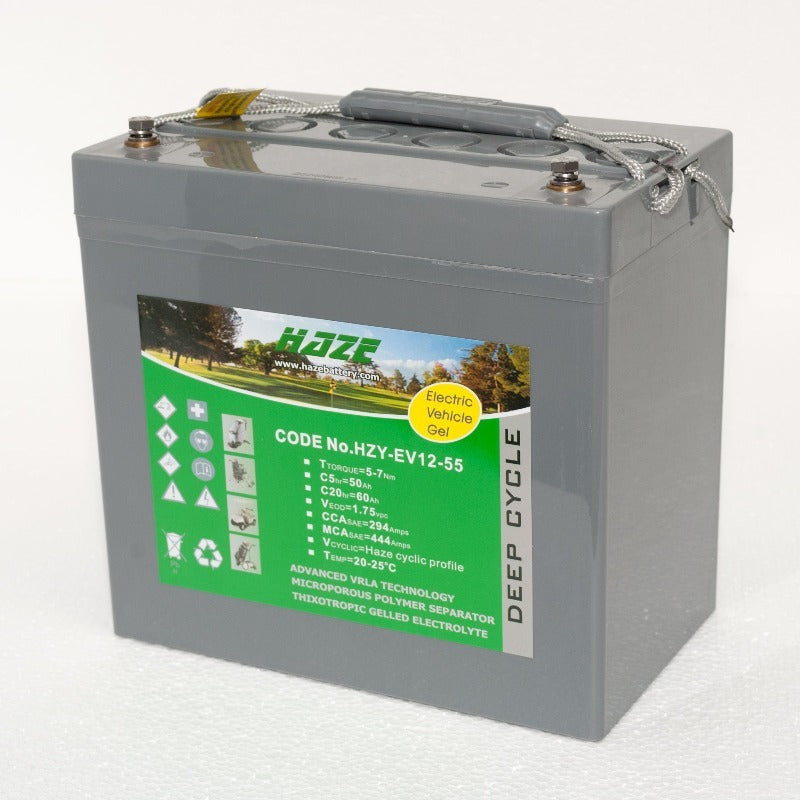 Mobility World UK Haze HZY-EV12-55 AGM Deep Cycle Mobility and Golf Battery - 59.7Ah