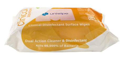 Uniwipe Clinical Grade Sanitising Wipes Pack 200