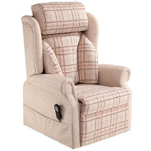 Load image into Gallery viewer, Mobility-World-UK-Jubilee-Dual-Motor-Riser-Recliner-Lateral-Back-Cosi-Chair-Plaid-_-Plain-Rose