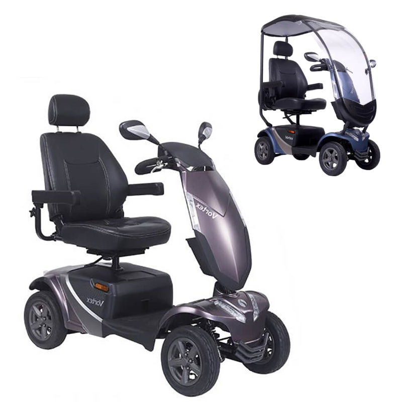 Mobility-World-UK-Rascal-Vortex-New-Performance-Scooter-8-mph-Metallic-Heather-with-solid-canopy