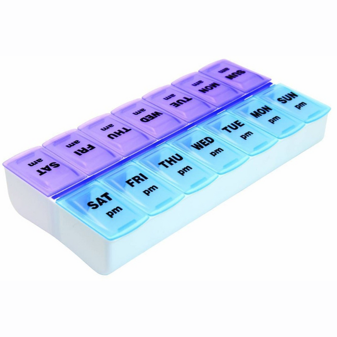 7 Day Twice a Day Pill Organizer Purple/Blue