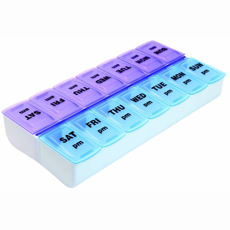 7 Day Twice a Day Pill Organizer Purple/Blue