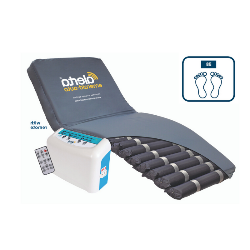 This fully auto weight sensing overlay alternating pressure relieving mattress system features 5" air cells that provide superior comfort and support. The auto weight sensing technology ensures that the mattress remains at a consistent pressure, while the remote control makes it easy to adjust the settings as needed.