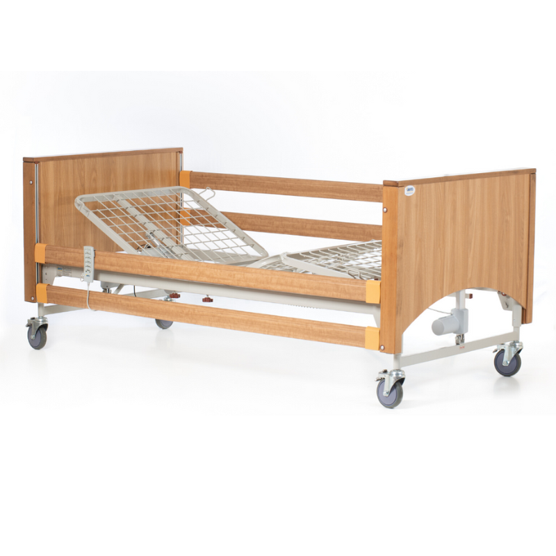 The bed frame is made from sturdy wood and comes with a 3-year warranty, while the motors and electrics are covered by a 2-year warranty. The bed can be dismantled for easy storage or transporting, and is available in Oak or Walnut wood finish.