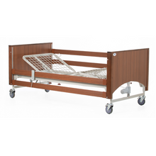 Load image into Gallery viewer, The bed frame is made from sturdy wood and comes with a 3-year warranty, while the motors and electrics are covered by a 2-year warranty. The bed can be dismantled for easy storage or transporting, and is available in Oak or Walnut wood finish.