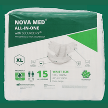 Load image into Gallery viewer, Novamed All In Ones Incontinence Pads, Incontinence Slips, Adult Nappies (15 Per Bag) - Sizes Medium To Extra Large- A British Brand