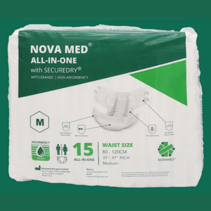Novamed All In Ones Incontinence Pads, Incontinence Slips, Adult Nappies (15 Per Bag) - Sizes Medium To Extra Large- A British Brand