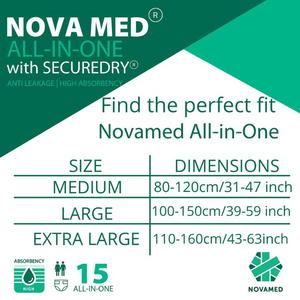 Novamed All In Ones Incontinence Pads, Incontinence Slips, Adult Nappies (15 Per Bag)