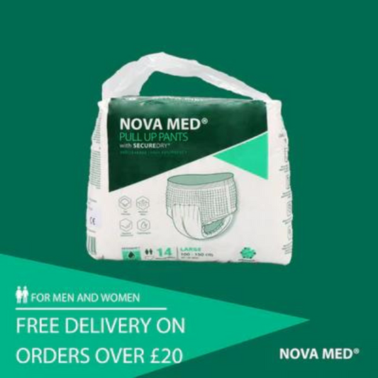 NOVAMED INCONTINENCE PANTS WOMEN & MEN, ADULT PULL UP PANTS, ADULT NAPPIES - 14 PANTS PER PACK - SIZES MEDIUM TO EXTRA LARGE_img