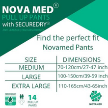 Load image into Gallery viewer, NOVAMED INCONTINENCE PANTS WOMEN &amp; MEN, ADULT PULL UP PANTS, ADULT NAPPIES - 14 PANTS PER PACK - SIZES MEDIUM TO EXTRA LARGE