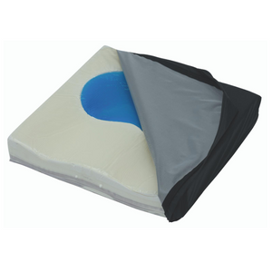 This contoured cushion is made with a moulded viscoelastic foam base and a polyurethane SensaGel insert, providing optimal comfort and pressure redistribution for users in hospital, nursing, or home environments.