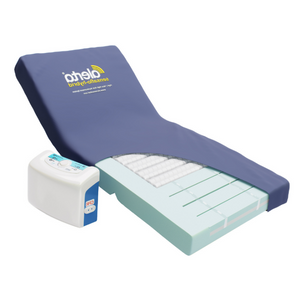 SensaGel adaptive foot cells and an in-use height of 6" for effective prevention and treatment of pressure ulcers. Alerta Sensaflo Hybrid has a built-in fire evacuation system with straps and handles, allowing the mattress to be quickly moved with the user in position during emergency situations. 