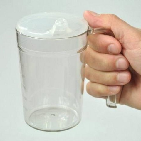 Clear Drinking Cup with handle & 2 lids
