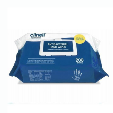 Clinell Antibacterial Hand Wipes (Pack of 200) are the most effective antibacterial hand wipes