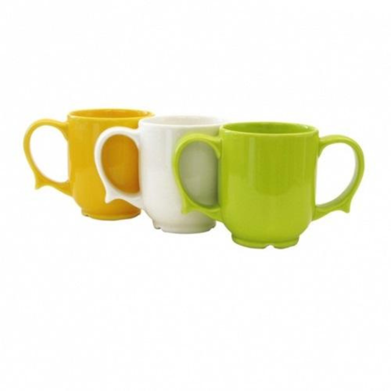 Dignity - 2 Handled Mug White, Yellow and Green