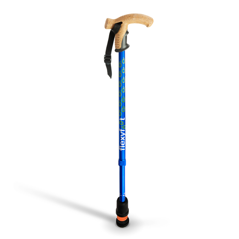 Flexyfoot  Cork Handle  Walking Stick - Blue 