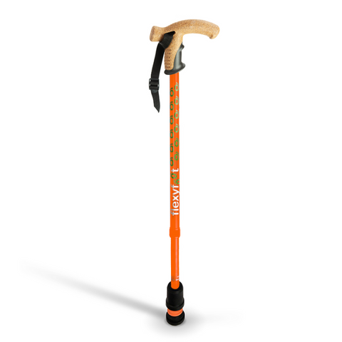 Flexyfoot  Cork Handle  Walking Stick - Orange