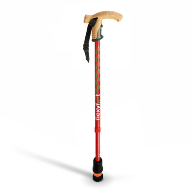 Flexyfoot  Cork Handle  Walking Stick - Red 