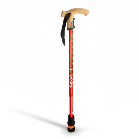 Flexyfoot  Cork Handle  Walking Stick - Red