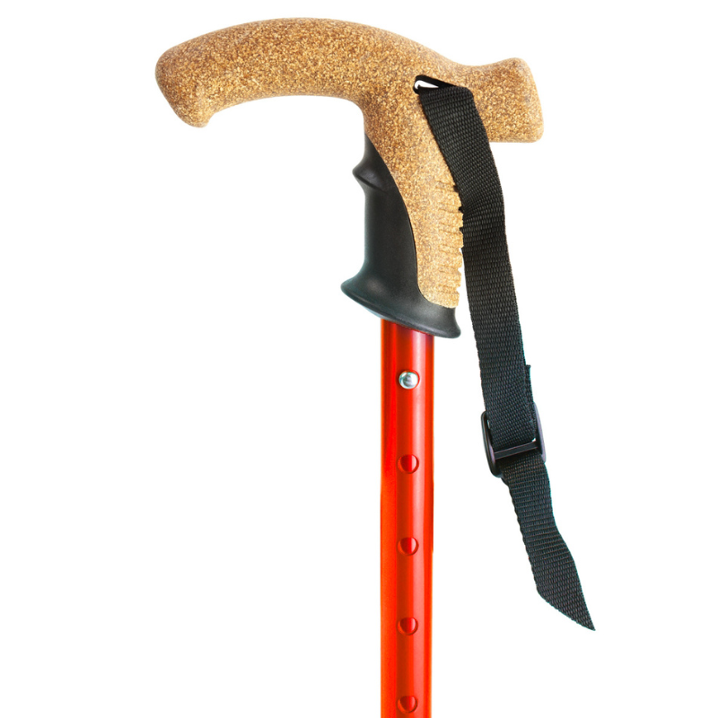 Flexyfoot  Cork Handle  Walking Stick - Red 