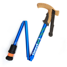 Load image into Gallery viewer, Flexyfoot  Cork Handle Folding Walking Stick - Blue 