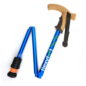 Flexyfoot  Cork Handle Folding Walking Stick - Blue 