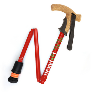 Flexyfoot  Cork Handle Folding Walking Stick - Red