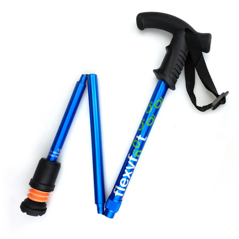 Flexyfoot  Derby Handle Folding Walking Stick - Blue