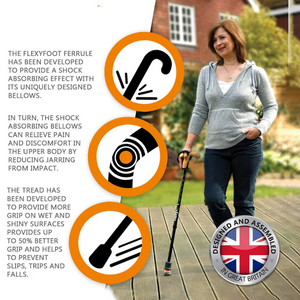 Flexyfoot  Derby Handle Folding Walking Stick - Orange