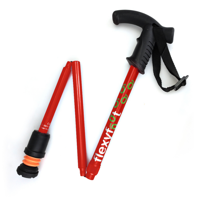 Flexyfoot  Derby Handle Folding Walking Stick - Red