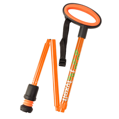 Flexyfoot  Oval Handle Folding Walking Stick - Orange