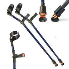 Load image into Gallery viewer, Flexyfoot Comfort Grip Double Adjustable Crutch - Blue - Left 