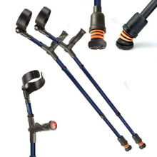 Load image into Gallery viewer, FLEXYFOOT COMFORT GRIP DOUBLE ADJUSTABLE CRUTCH - BLUE - RIGHT 