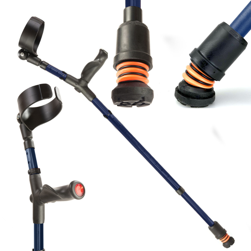 FLEXYFOOT COMFORT GRIP DOUBLE ADJUSTABLE CRUTCH - BLUE - RIGHT 