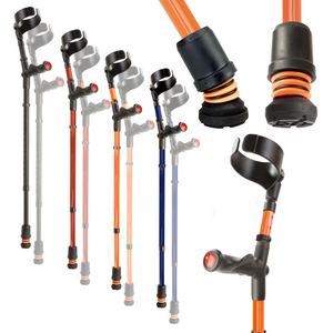 Flexyfoot Comfort Grip Double Adjustable Crutch - Orange - Left 
