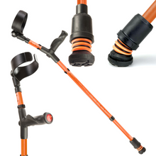 Load image into Gallery viewer, Flexyfoot Comfort Grip Double Adjustable Crutch - Orange - Left 