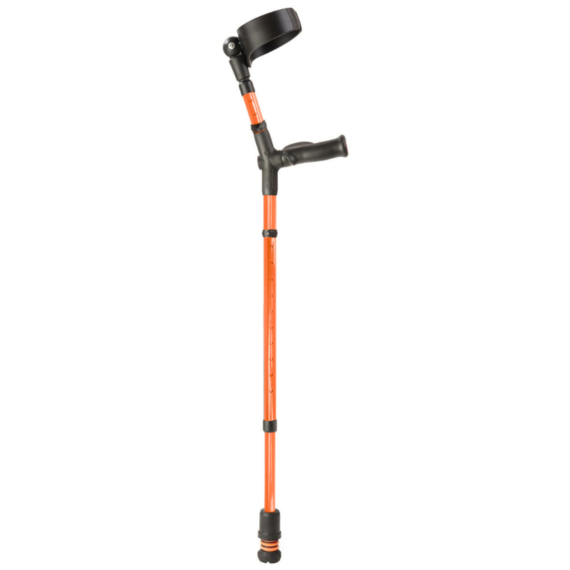 Flexyfoot Comfort Grip Double Adjustable Crutch - Orange - Left 