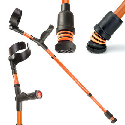 FLEXYFOOT COMFORT GRIP DOUBLE ADJUSTABLE CRUTCH - ORANGE - RIGHT 