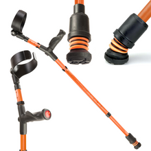Load image into Gallery viewer, FLEXYFOOT COMFORT GRIP DOUBLE ADJUSTABLE CRUTCH - ORANGE - RIGHT 