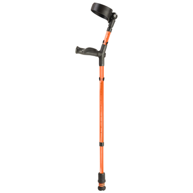 FLEXYFOOT COMFORT GRIP DOUBLE ADJUSTABLE CRUTCH - ORANGE - RIGHT 