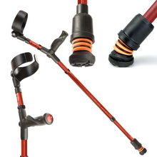 Load image into Gallery viewer, Flexyfoot Comfort Grip Double Adjustable Crutch - Red - Left 