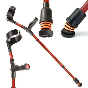 Flexyfoot Comfort Grip Double Adjustable Crutch - Red - Left 