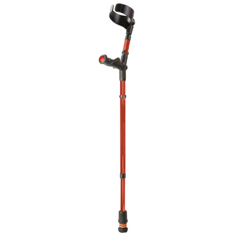 Flexyfoot Comfort Grip Double Adjustable Crutch - Red - Left