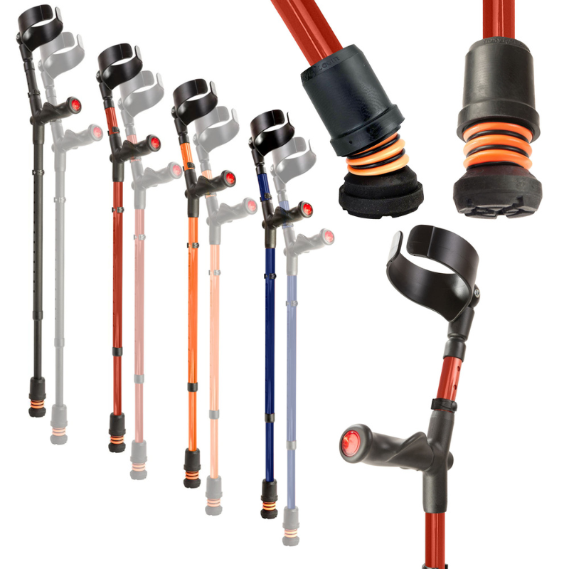 Flexyfoot Comfort Grip Double Adjustable Crutch - Red - Right 