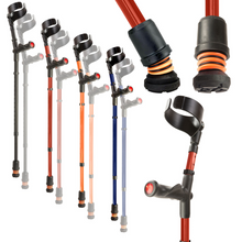 Load image into Gallery viewer, Flexyfoot Comfort Grip Double Adjustable Crutch - Red - Right 
