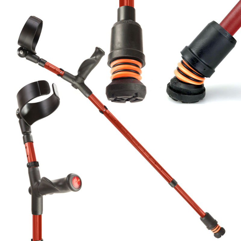 Flexyfoot Comfort Grip Double Adjustable Crutch - Red - Right 
