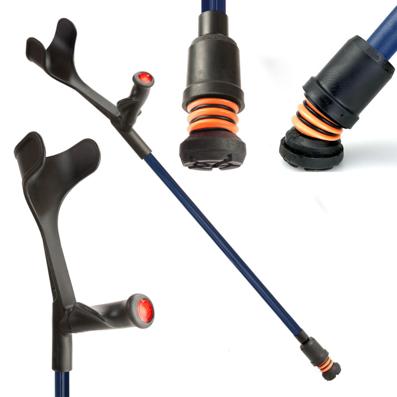 FLEXYFOOT COMFORT GRIP OPEN CUFF CRUTCH - BLUE - RIGHT