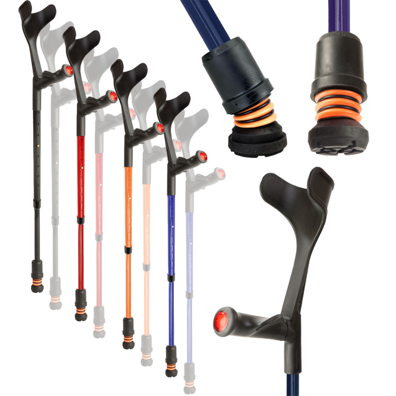 FLEXYFOOT COMFORT GRIP OPEN CUFF CRUTCH - BLUE - RIGHT