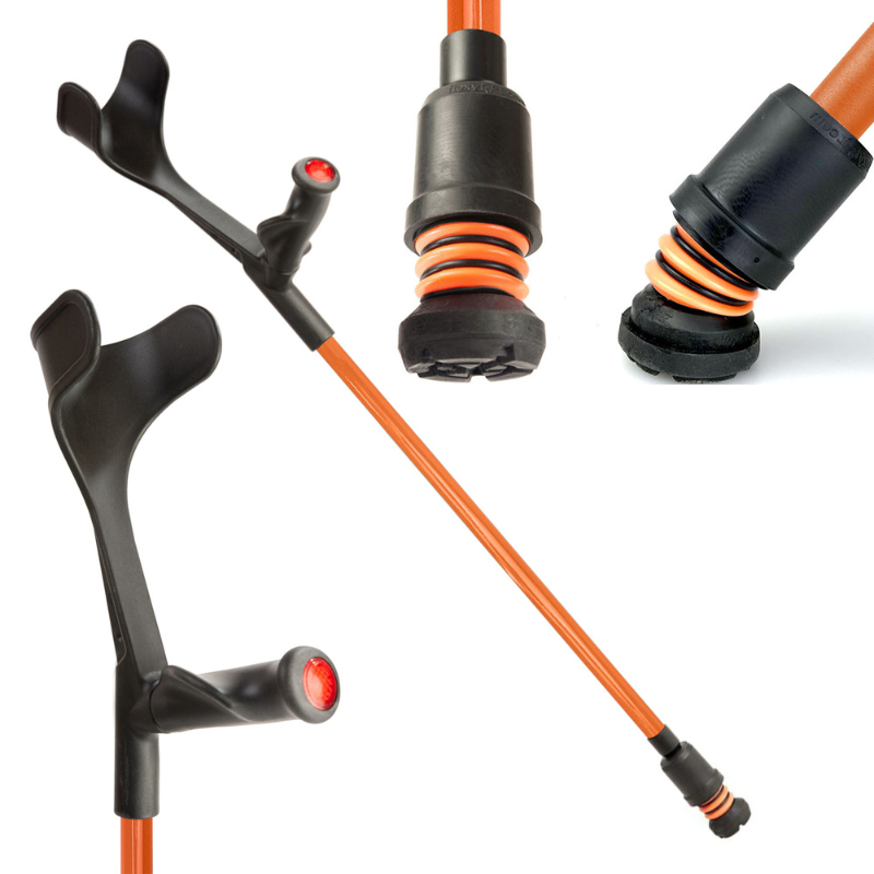 Flexyfoot Comfort Grip Open Cuff Crutch - Orange - Left